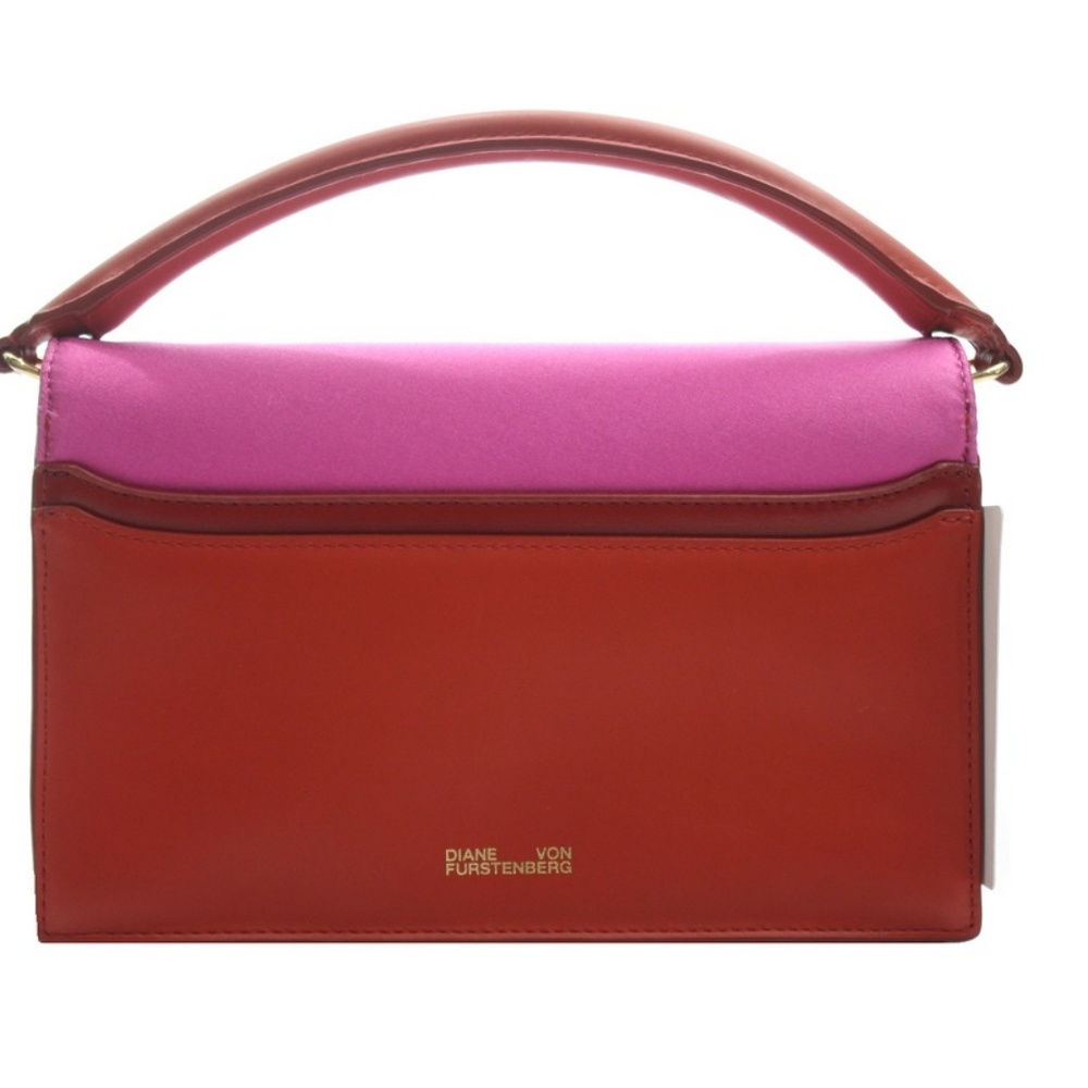 DIANE VON FURSTENBERG SILK & LEATHER BAG NWT - Picture 7 of 9